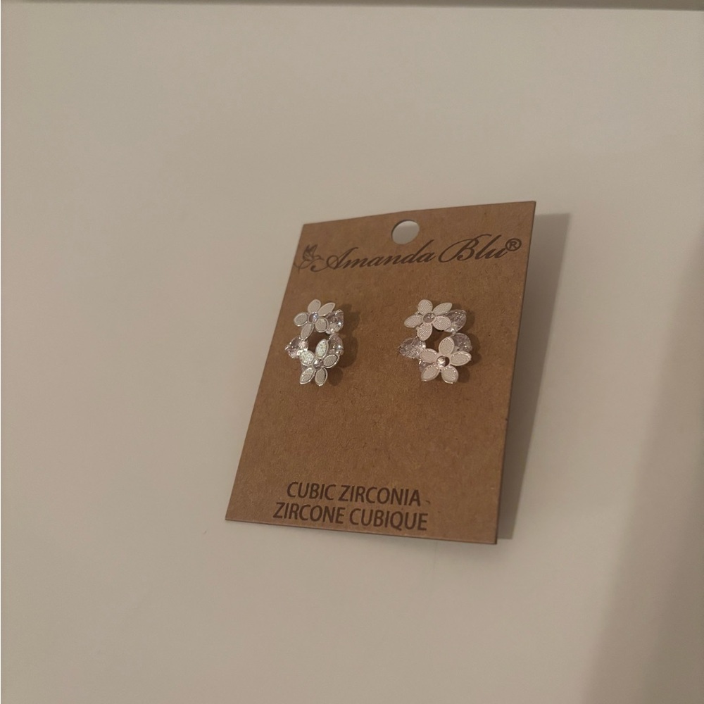 Amanda Blu Flower Earrings with Cubic Zirconia